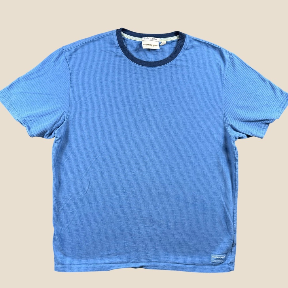 Scotch & Soda T Shirt Men XL Blue Waffle Knit Stretch Ringer Casual Everyday Top